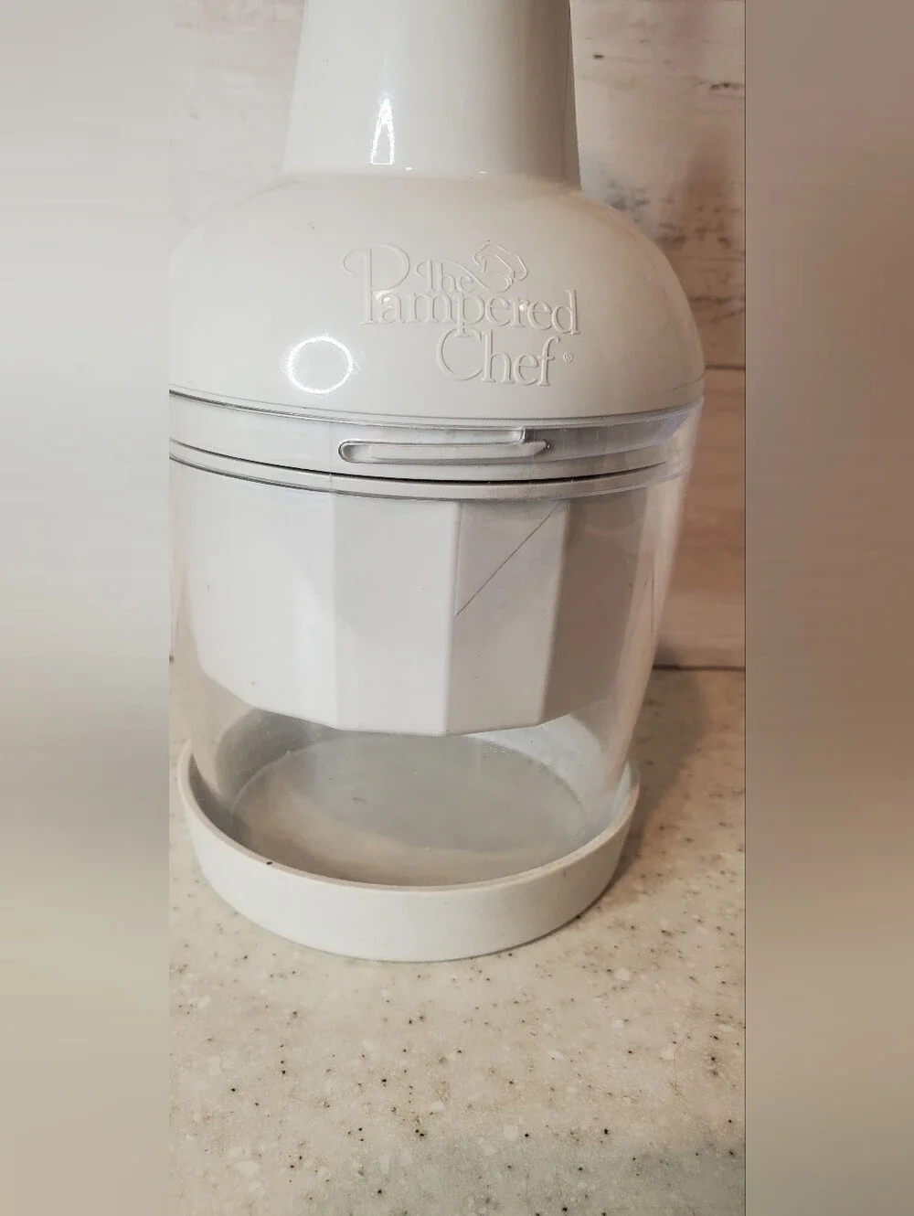 Pampered Chef Food Chopper Push Slap Chopper Manual Rotating Blade White
